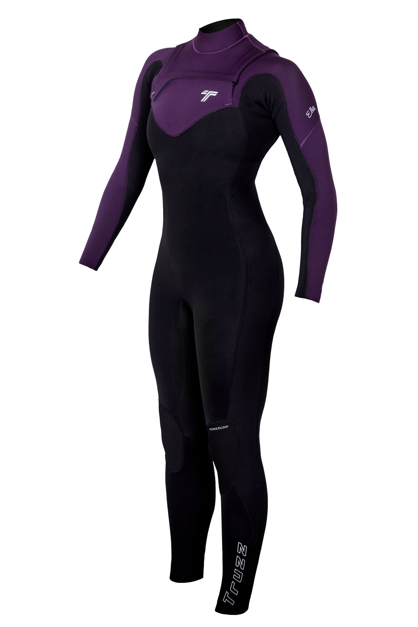 Long John 3.2 mm Ella Zip - Chest Zip - Preto com Roxo