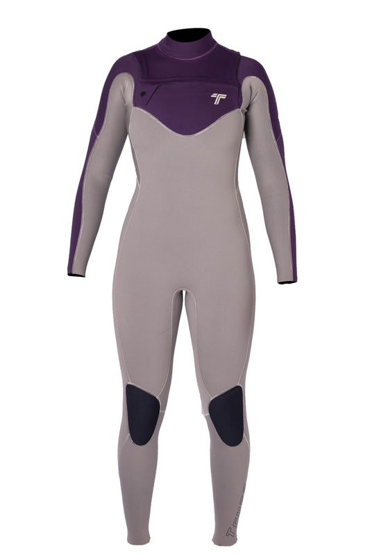Long John 3.2 mm Ella Zip - Chest Zip - Areia com Roxo