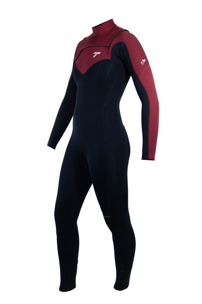 Long John 3.2 mm Ella Zip - Chest Zip - Preto / Vinho - Truzz Wetsuits