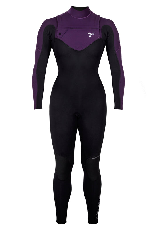 Long John 3.2 mm Ella Zip - Chest Zip - Preto com Roxo