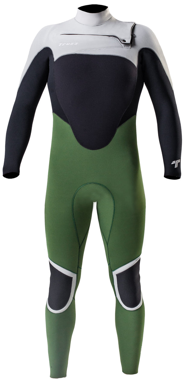 Long John 3.2 mm Thermofinex Japonês - Chest Zip - Gelo / Preto / Verde