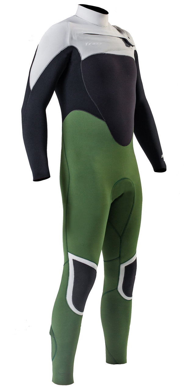 Long John 3.2 mm Thermofinex Japonês - Chest Zip - Gelo / Preto / Verde