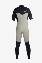 Long John 2.2 mm XClassic Manga Curta- Chest Zip - Cinza Claro / Preto