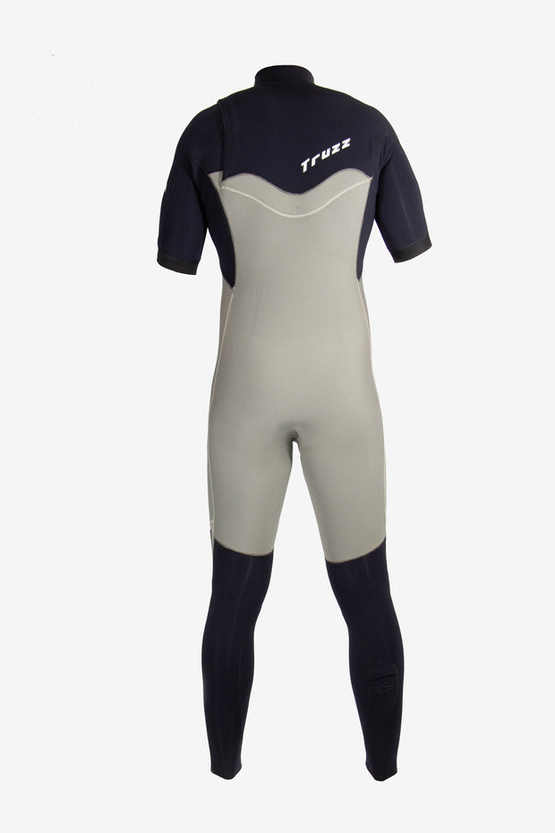 Long John 2.2 mm XClassic Manga Curta- Chest Zip - Cinza Claro / Preto