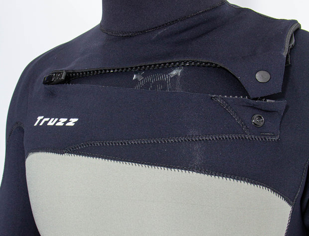 Long John 2.2 mm XClassic Manga Curta- Chest Zip - Cinza Claro / Preto