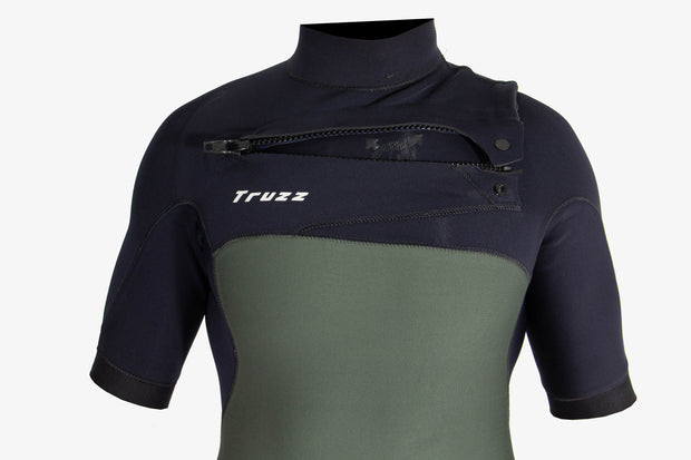 Long John 2.2 mm XClassic Manga Curta- Chest Zip - Verde Preto