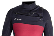 Long John 2.2 mm XClassic Manga Curta- Chest Zip - Vinho com Preto