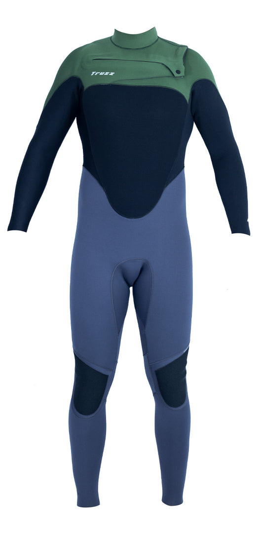 Long John 3.2 mm Thermofinex Japonês - Chest Zip - Verde / Preto / Cinza