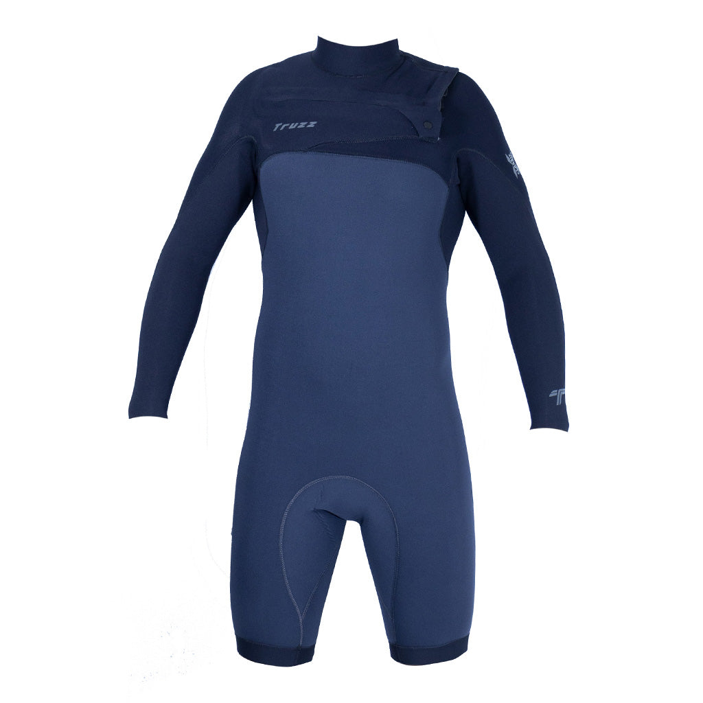Short John 2.2mm XClassic Manga Longa - Chest Zip - Cinza com Preto - Truzz Wetsuits