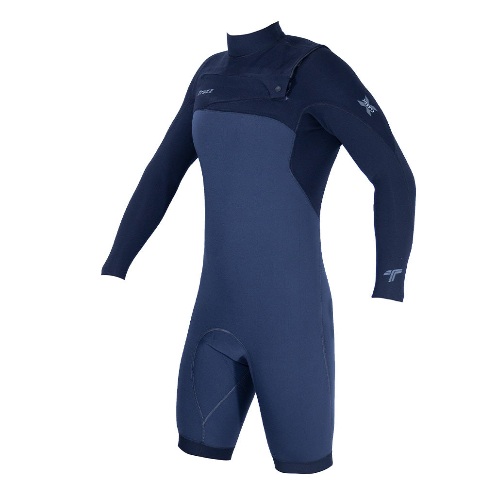 Short John 2.2mm XClassic Manga Longa - Chest Zip - Cinza com Preto - Truzz Wetsuits